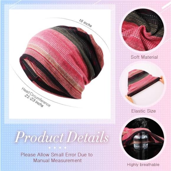 5 Pieces Women\'s Slouchy Beanie Hat Stretch Turban Hats Baggy Skull Sleep Scarf main image 6